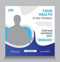 Medical square web banner for social media mobile app vector