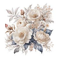 AI generated Foral flower bouquet design, Abstract metallic flower design, Digital flower painting, Floral textile design, glossy flower design, Embossed flower pattern png