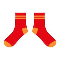 Red pair of socks with a minimalist pattern, flat illustration. Isolated on a white background. vector