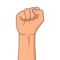 Vector illustration of a clenched fist held high in protest. Isolated on a white background.