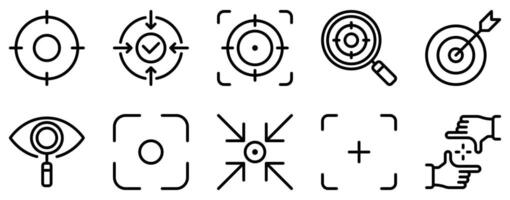 focus icon line style set collection vector