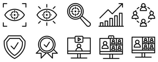 mentoring and training icon line style set collection vector