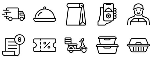 data gathering icon line style set collection vector