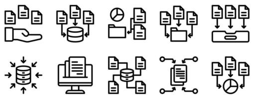 datos reunión icono línea estilo conjunto colección vector