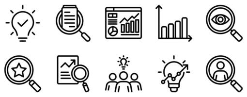 data gathering icon line style set collection vector