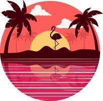 tropical landscape on sunset vector