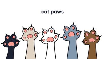 Cat paws row vector