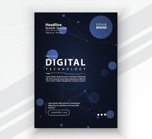 Poster brochure cover banner presentation layout template, Technology digital futuristic internet network connection blue background, Abstract cyber future tech communication, Ai big data science post vector