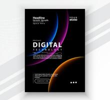 Poster brochure cover banner presentation layout template, Technology digital futuristic internet network connection black background, Abstract cyber future tech communication, Ai big data science 3d vector