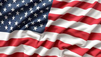 ai generado el Estados Unidos bandera soplo en el viento. de cerca de el unido estados bandera soplo en el viento. foto