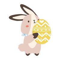 Cute white bunny with egg easter vector