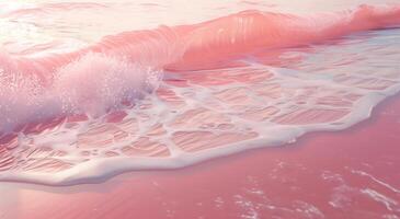 ai generado hermosa puesta de sol en el playa con suave olas y pasteles colores foto