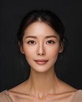 AI generated Photo of an Asian female model on dark background