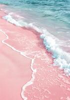 AI generated Pink sand beach waves pink beach photo