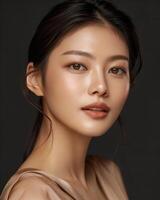 AI generated Photo of an Asian female model on dark background