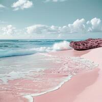 AI generated Pink sand beach photo