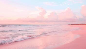 AI generated Pink beach pink sky pink sea photo