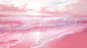 AI generated Pink beach pink sky pink sea photo