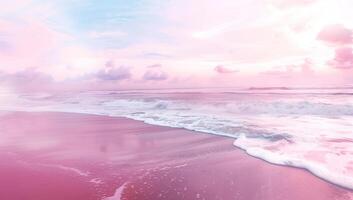 AI generated Pink beach pink sky pink sea photo