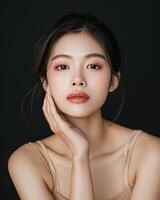 AI generated Photo of an Asian female model on dark background