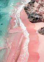 AI generated Pink sand beach waves pink beach photo