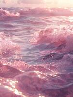 AI generated Purple ocean waves photo