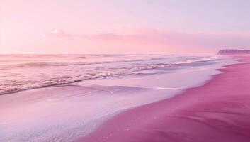 ai generado rosado playa rosado cielo rosado mar foto
