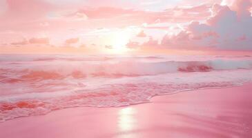 AI generated Pink beach pink sky pink sea photo