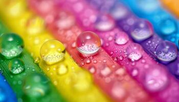 AI generated Vibrant wet surface with vibrant water droplets in captivating macro close up texture shot photo