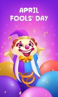 Vector hand painted April Fool's Day celebration vertical poster template