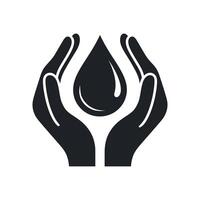 Guardians of Water Silhouette Hands Shielding a Drop for World Water Day vector