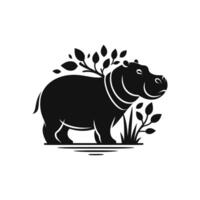 Majestic Mammal African Hippopotamus Silhouette Vector Illustration