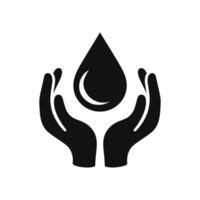 Guardians of Water Silhouette Hands Shielding a Drop for World Water Day vector