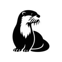 Coastal Charm Sea Otter Silhouette in Black and White vector