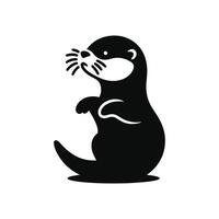 Coastal Charm Sea Otter Silhouette in Black and White vector