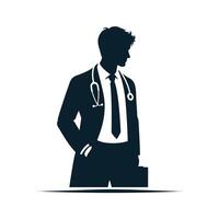 Silhouette of Success Vector Illustration Art Featuring Male Doctor