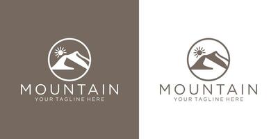 simple mountain view silhouette logo design vector