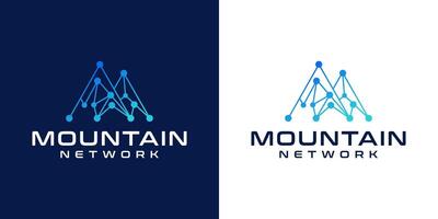 mountain network logo design for technology and computers vector