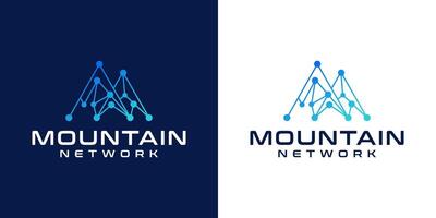 mountain network logo design for technology and computers vector