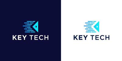 technology security logo design with digital keyhole vector