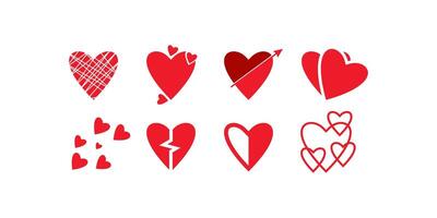 colección de rojo corazón icono logotipos, corazón iconos, amor iconos, romántico íconos vector
