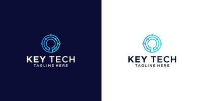 network keyhole logo design. Unlock and circuit vector design. Cyber security logotype