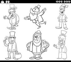 cartoon Leprechaun characters on Saint Patrick day coloring book vector