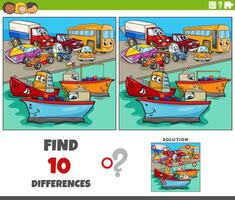 differences activity with cartoon transportation characters group vector