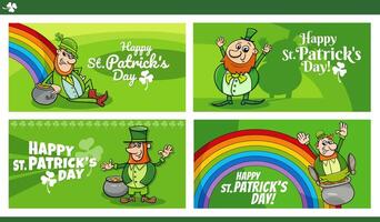 Saint Patrick Day designs set with cartoon Leprechaun character vector