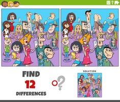 differences activity with cartoon people group with smart phones vector