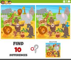 differences activity with cartoon animals characters group vector