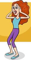 cartoon surprised young woman or girl comic character vector