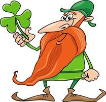 cartoon Leprechaun character with clover on Saint Patrick Day vector