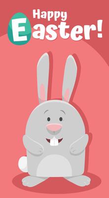 cartoon Easter bunny on Easter time greeting card design